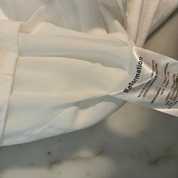 New Reformation Mia Linen Mini Skirt 10 Gold Button Sailor Lined NWT - Picture 7 of 7